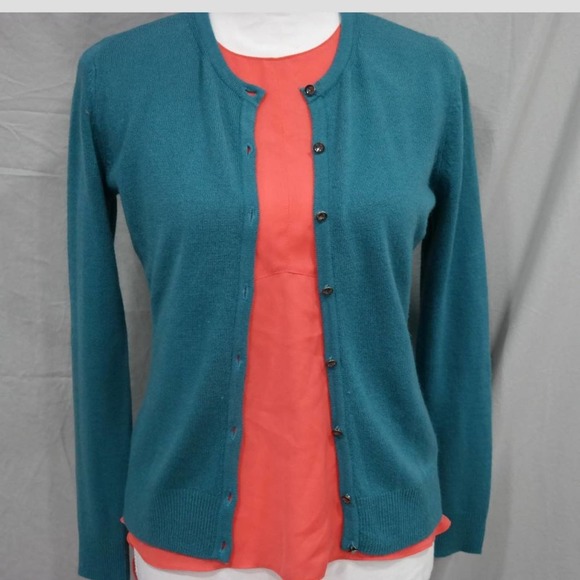 NY&Co XS Teal Cardigan with Teal Crystal Button - Picture 5 of 9